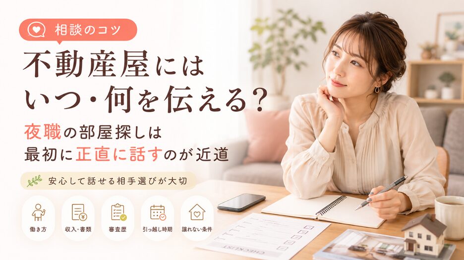 夜職の部屋探し、不動産屋にはいつ・何を伝えるべき？