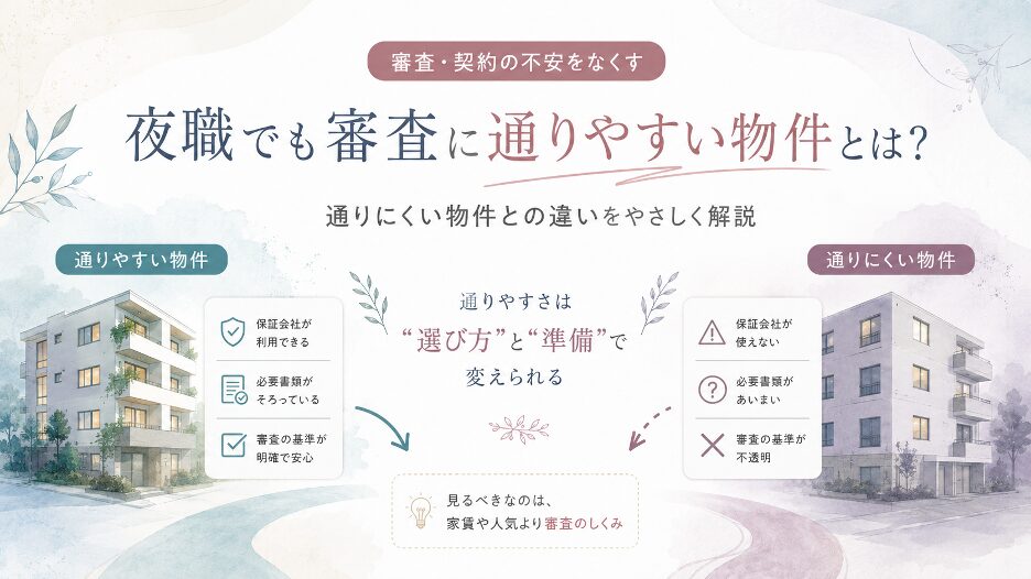 夜職でも審査に通りやすい物件とは?通りにくい物件との違いをやさしく解説